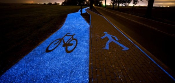 glowing bike lane poland